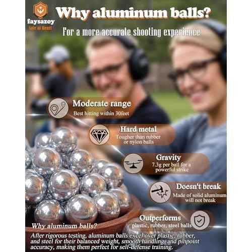 68 Caliber Self Defense Balls & Projectiles, 7.3g Hard Reusable 0.68 Cal Aluminum Balls Fit for Byrna LE/TCR Salt Supply S2/Pistelle X-68, Home Defense, Practice, Training