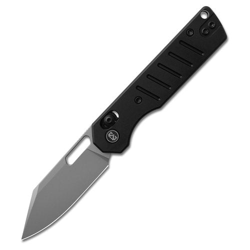 M Miguron Gatov Folding Knife 2.81" Sandblasted D2 Blade Black PVD Aluminum Handle With Deep Steel Pocket Clip Camping Hiking Pocket Knife MGR822ABK