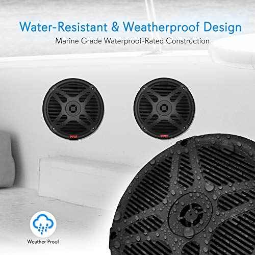 Pyle 6.5 Inch Marine Speakers - Coaxial 2-Way Waterproof Component Speaker Pair | Audio Stereo Sound System with Wireless RF Streaming Support | 6.5" In., 600 Watt - Pyle PLMRF65SB