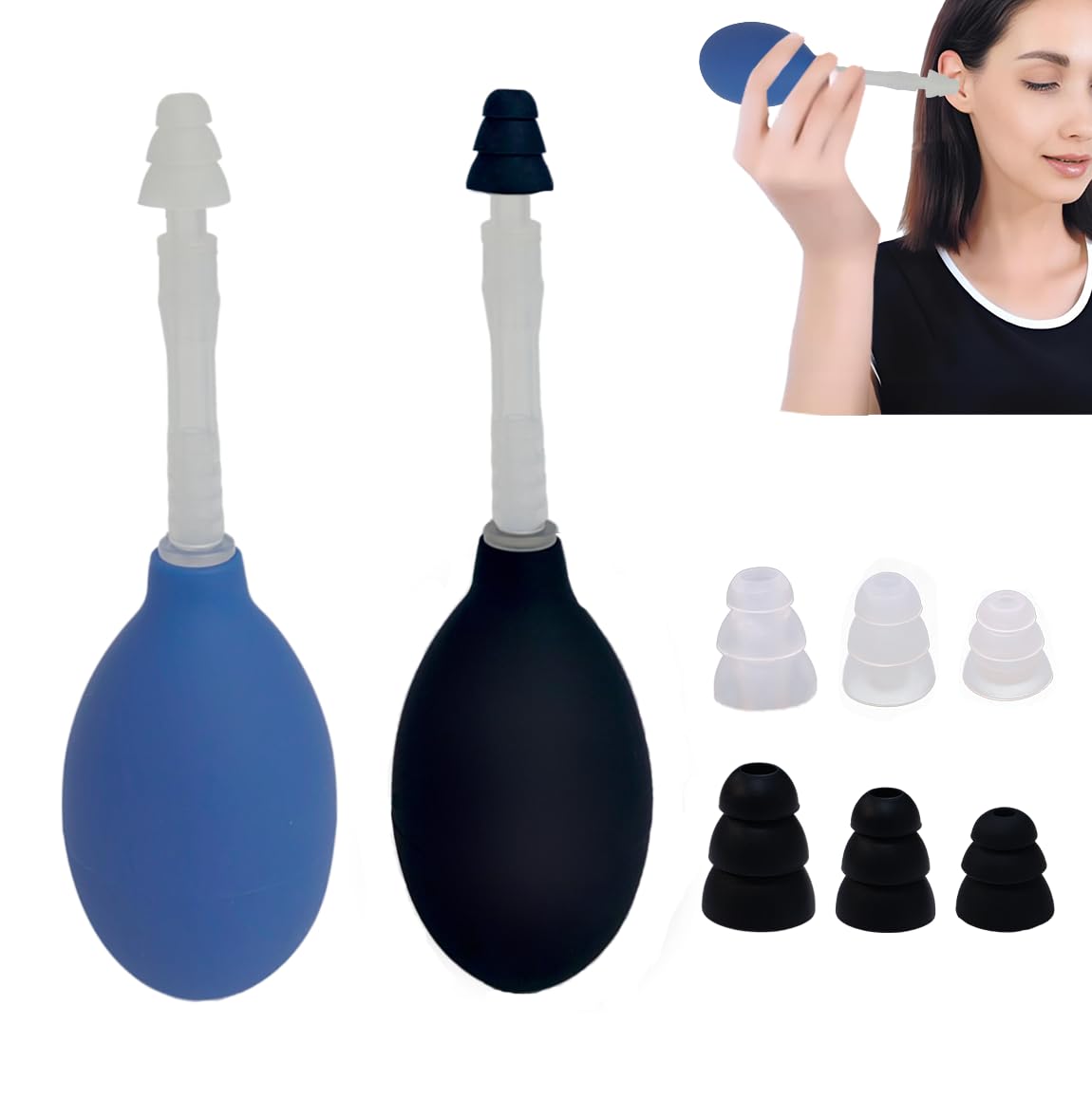 2Sets Ear Pressure Relief Suction Device,Migraine and Headache Relief Products, Naturally Reduces Tension,Pressure Through Inner Ear Pressure,Ear Pressure Release with 3 Different Sizes Earplugs