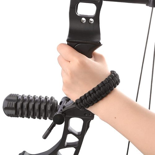 ZSHJGJR Archery Bow Wrist Sling Braided Archery Adjustable Bow Strap Wrist Sling for Compound Bow Hunting Shooting Accessories (Black)
