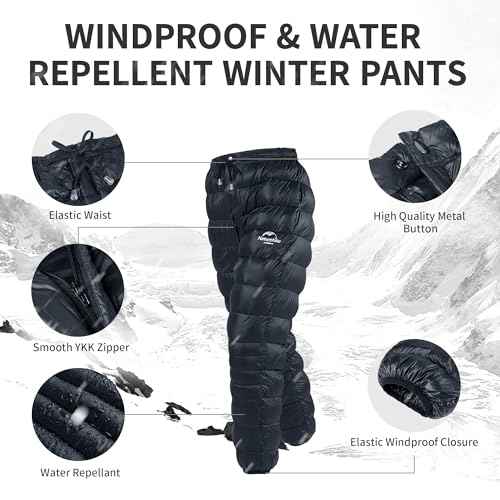 Naturehike Down Pants,Men's Women's Puffy Pants,Winter Warm Outdoor Men Women Ski Snow Pants,Camping Hiking Pants