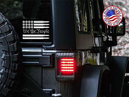 We The People Bullet Flag Vinyl Car Decal Sticker - White, 6 Inch