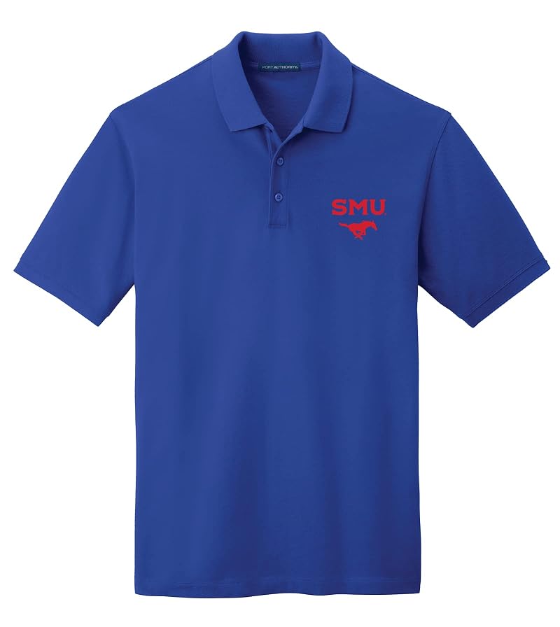 NCAA Collegiate Polo Shirt for Men – Large SMU – 100% Polyester Interlock