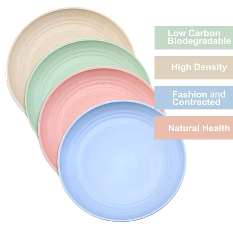 9 Inch Unbreakable Wheat Straw Plates - Reusable Dishwasher Safe Plate Set (Variation: Plate-9in)