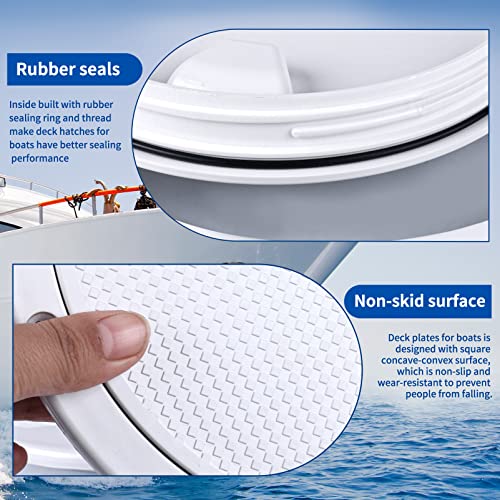 8 Inch Marine Boat Hatch Non Slip Inspection Cover - White, Detachable