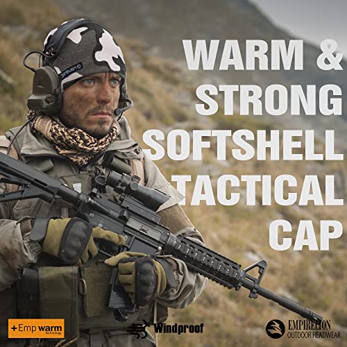 EMPIRELION Softshell Winter Fleece Lined Beanie Hats, 9" Running Skull Cap Thermal Tactical Watch Cap Men Women