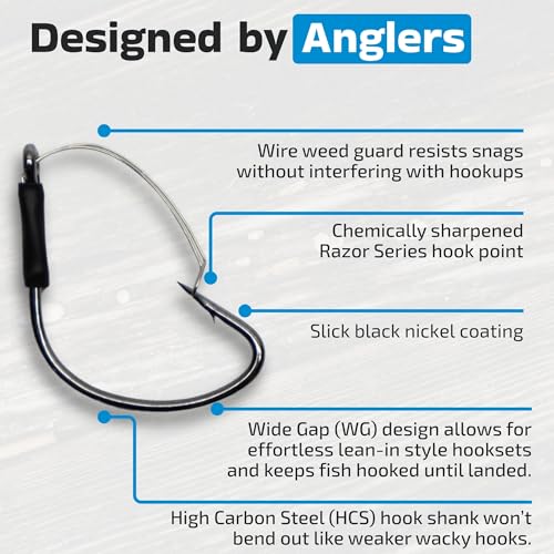 25 Pack Razor Series Wacky Weedless Bass Fishing Hooks - Size 1