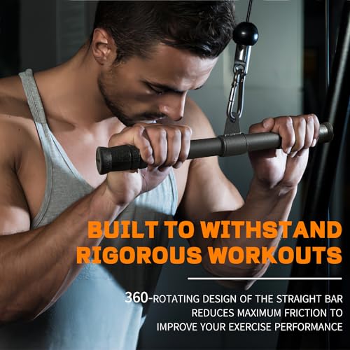Gym Cable Lat Pulldown Bar 360° Rotating Strength Training Attachments