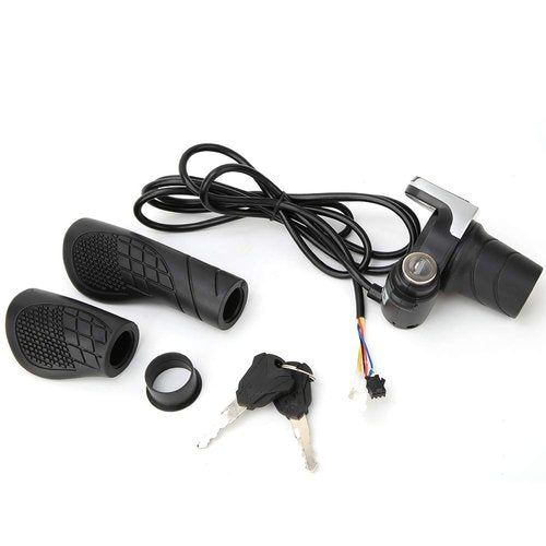 YYMTTOR 36V Twist Grip Throttle with LCD Display (Power Indicator) & Key Lock - Universal Fit, Easy Install for E-Bikes/Scooters/Motorcycles