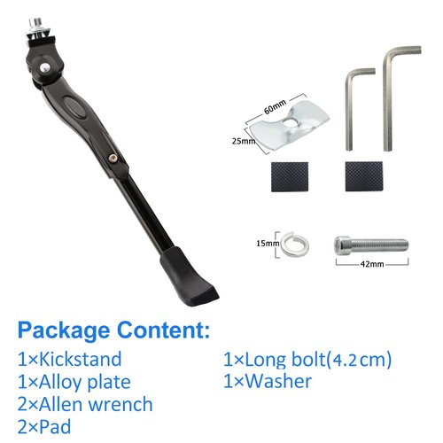 USONG Bike Kickstand Children's Bicycle Kickstand Single-side Stand Folding Bicycle Center Bracket 12" 14" 16" 18" 20" Bike Racks (For 14"-16" Bike)