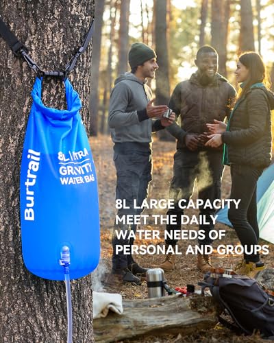 8L Portable Gravity Water Bag for Camping Hiking & Water Filtration