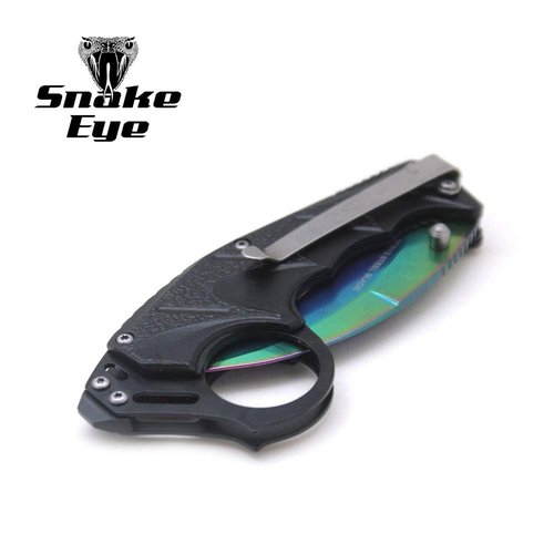 Everyday Carry Folding Pocket Knife, Assisted Opening, Tactical Design (Rainbow)