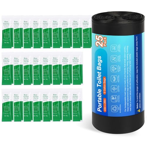 50 Pack Portable Toilet Gel & Bags for Camping & Travel - Lemon Scent