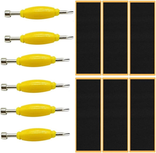 12 Pack Fingerboard Grip Tape Sticky Foam Sticker Replacement + Screwdriver Tool Nut Driver Replacement for Finger Skateboards Accessories
