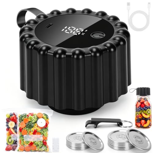 Electric Mason Jar Vacuum Sealer with 20 Lids for Food Preservation