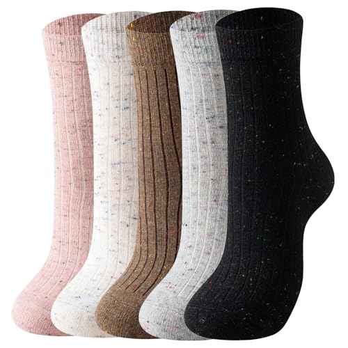 Wool Socks for Women - Winter Womens Socks 5 Pairs Soft Thermal Sock Fuzzy Warm Sock for Women Men