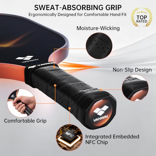 Pickleball Paddles Set of 2 with Carbon Fiber Surface and High-Density Core - Lightweight 7.7oz