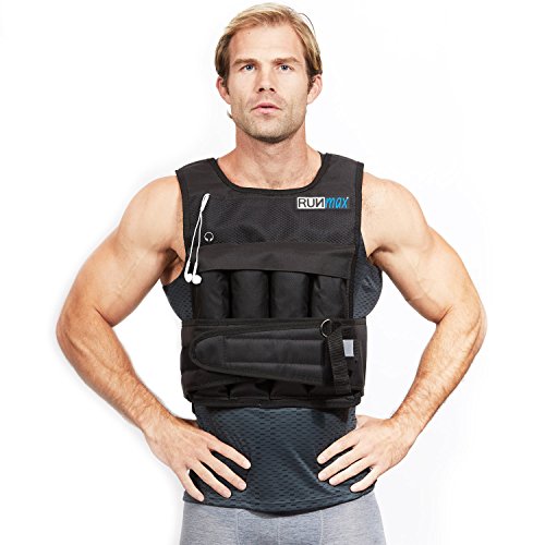 20 Lb Adjustable Weighted Vest with Shoulder Pads for Men and Women - Black