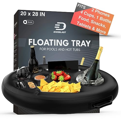 Floating Drink Holder for Pool and Hot Tub - Black, Supports Up to 50 LBS
