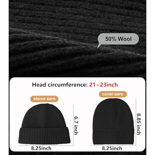 Wool Fisherman Beanies for Men Women, Short Knit Fall Winter Warm Beanie, Watch Cap, Cuffed Trawler Hats, Skull Caps