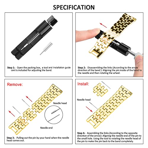 Galaxy Watch 8 40mm Gold Band & Case Set - Rhinestone Diamond Metal Bracelet with Protective Cover