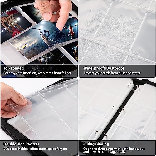 WOT I Trading Card Binder 900 Pockets Black Zipper Card Holder Organizer
