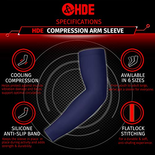 Navy Blue Compression Arm Sleeves for Adults Sun Protection Sports - Small