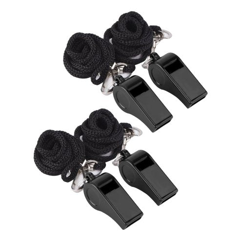 HONMEET 4pcs Plastic Whistles with Lanyard Emergency Survival Referee Whistles for Sports Loud Sound Lightweight for Football Basketball Soccer