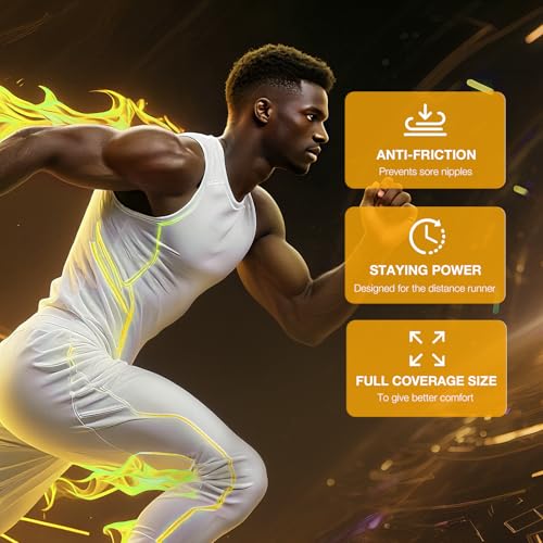 Men's Nipple Covers - 100 Pcs Athletic No-Show Adhesive Patches for Running & Sports