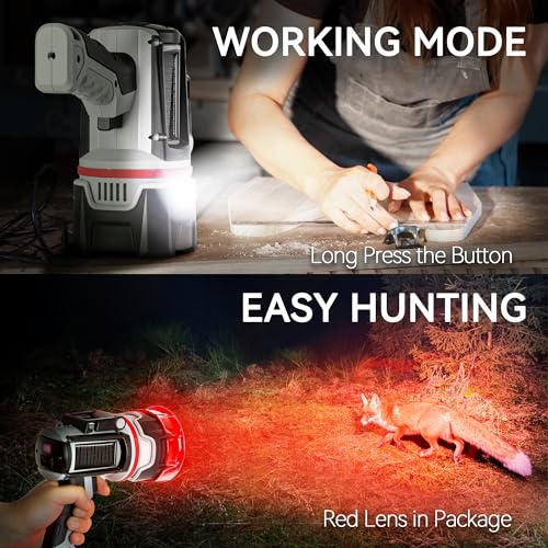 Rechargeable LED Spotlight Flashlight Black - Super Bright 3 LED 3000000 Lumens, Long Battery Life, Waterproof, Solar Rechargeable, Handheld Hunting Camping Light