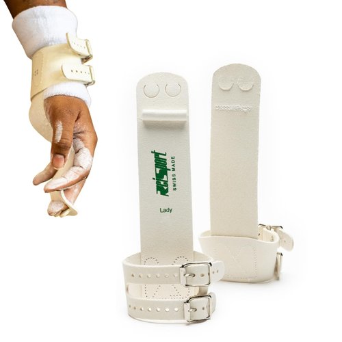 Reisport Women's Uneven Bar Double Buckle Gymnastics Grips - Durable Leather Hand Grips for Gymnastics Bars Women & Girls - Gymnastics Equipment & Accessories Advanced Gymnasts, Made In USA - Small