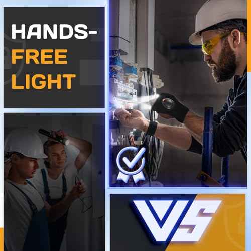 PARIGO Christmas Stocking Stuffers Gifts for Men - Rechargeable LED Flashlight Gloves with Lights Waterproof Gadgets for Fishing Camping Repairing Cool Tools Gifts for Dad Boyfriend Him Husband