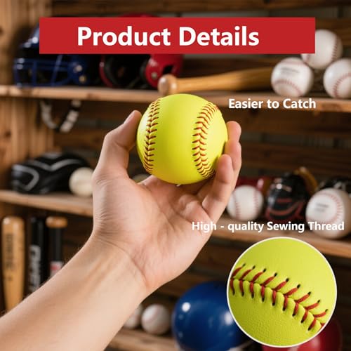 12-Inch Softballs for Practice - Fastpitch Training Balls, Leather Cover, Unmarked, Yellow, 1 Softball