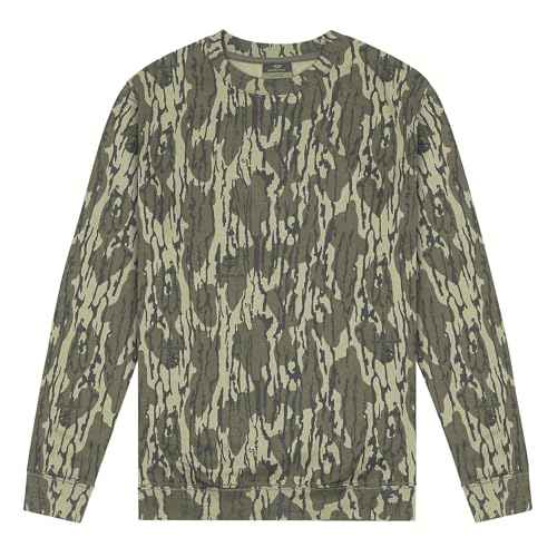 Mossy Oak Vintage Crewneck Sweatshirt for Men | Hunting Camo Shirt with Soft Cotton Blend for Casual Wear, Camping, & Hiking
