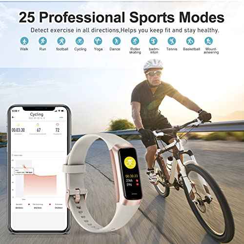 Fitness Tracker with 24/7 Heart Rate, Blood Oxygen Blood Pressure Sleep Monitor, Activity Trackers 5 ATM Waterproof,Step Calorie Counter Pedometer Health Smart Watch for Women Men Beige