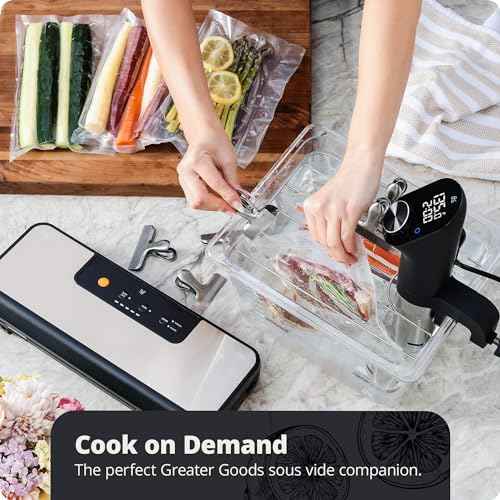 Greater Goods Vacuum Sealer ? Powerful, Compact, with 4-in-1 Functions, Built-in Cutter, and Vacuum Seal Bags, Ideal for Sous Vide and Food Storage (Onyx Black)
