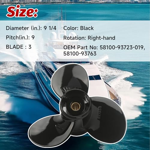 Boat Propeller for Suzuki Outboard Engines 9-1/4 x 9, Compatible with DT15 DF20 9.9HP 15HP