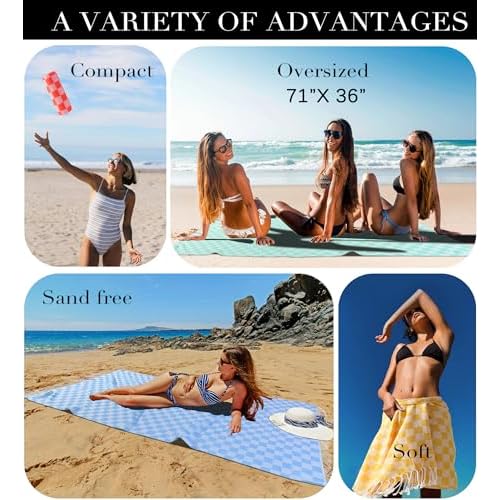 Checkered Plaid Turkish Beach Towel Vacation Essentials Blanket Sand Free Quick Dry Oversized Thin Cloud Clearance Alaska Cruise Summer Accessories Beach Gift Must Haves Gear Stuff Travel Gadgets