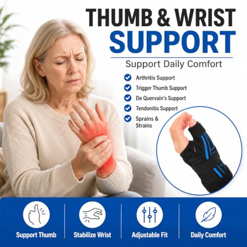 Reversible Blue Thumb Brace for Arthritis Trigger Thumb & Wrist Support S/M