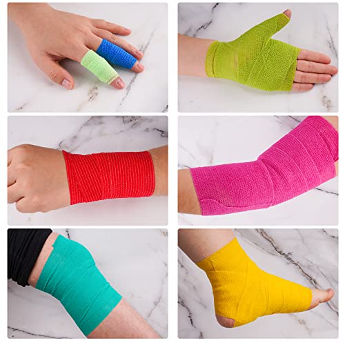 NiHealth 8PCS Self-Adhesive Cohesive Elastic Bandage Wrap Tape Assortment - Mixed Colors, 4 Widths