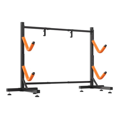 SPECRAFT Freestanding Kayak Storage Rack for 2 Kayaks, Adjustable Width Stand with Stable T-Base, EVA Tube Sleeves, for Indoor Outdoor Garage