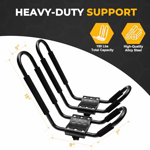 Vallix 2-Pair Kayak Roof Racks for Car SUV Truck - Heavy Duty Crossbar Carrier