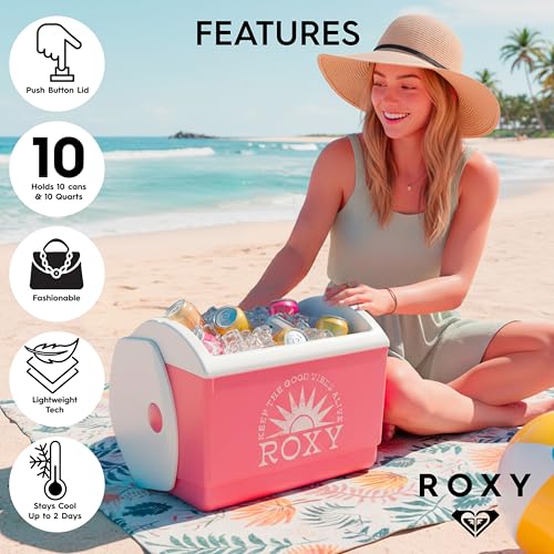 Roxy 10 Qt Portable Insulated Cooler Box - Pink Beach & Picnic Cooler