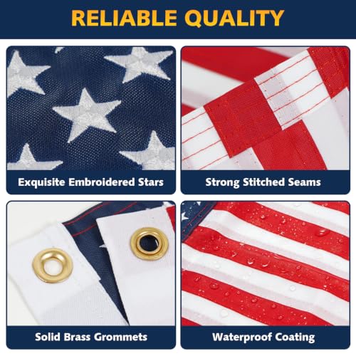 12x18 American Flag for Boat with Holder & Rail Mount - Marine USA Patriotic Flag