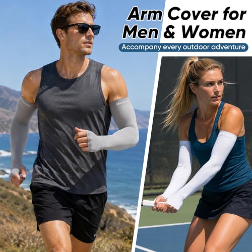 Arm Sleeves with Thumb Hole for Sun Protection UV Cooling Outdoor - Medium, 8 Pack