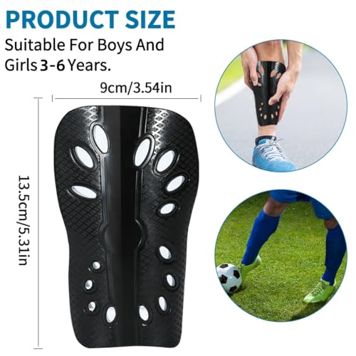 Kids Soccer Shin Guards Black & White Small Breathable Lightweight Protective Pads