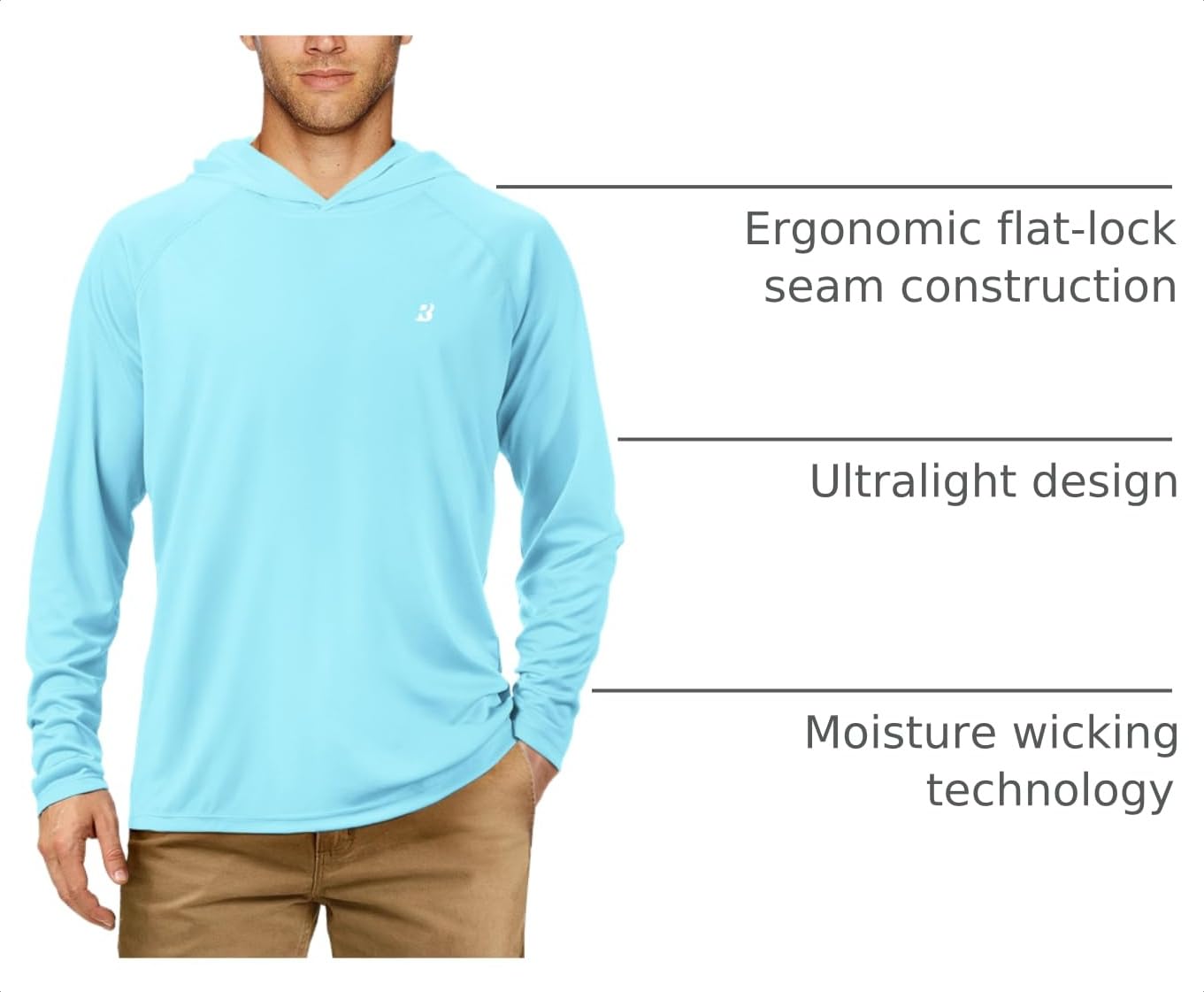Roadbox UPF 50+ Fishing Shirts for Men Long Sleeve Sun Protection Lightweight Outdoor UV Hiking Shirts