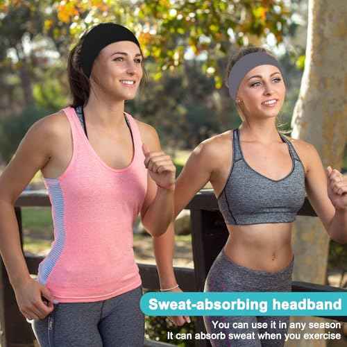 RITOPER Workout Headbands for Women Non Slip, 3.9 Inch Wide Stretchy Sports Sweatbands, Buttery Soft Thick Black Head Band for Running, Cycling, Yoga, Fitness£¬Daily Use