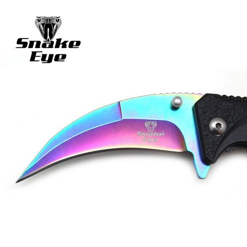 Everyday Carry Folding Pocket Knife, Assisted Opening, Tactical Design (Rainbow)